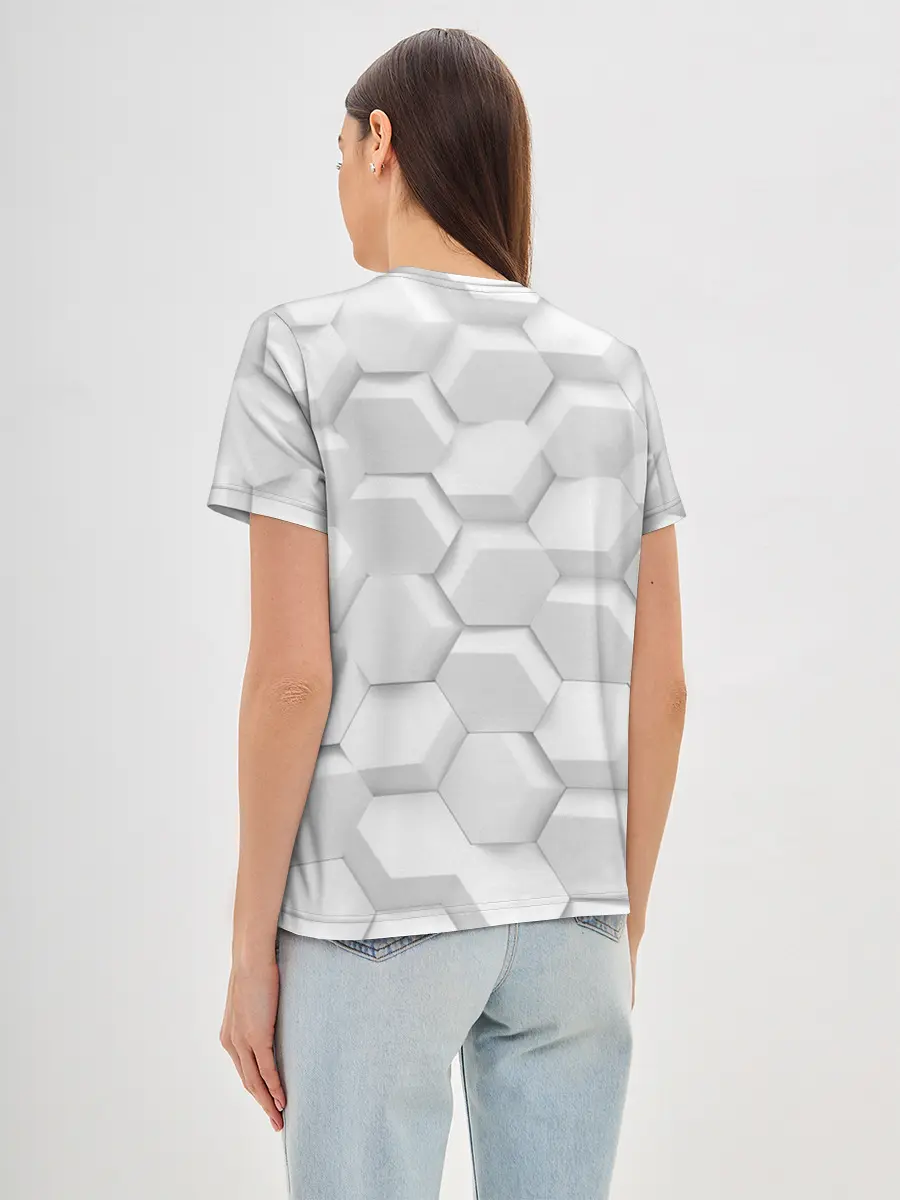 Женская базовая футболка / 3D WHITE