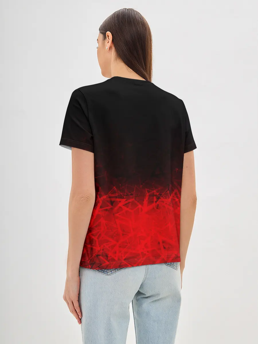 Женская базовая футболка / КРАСНО-ЧЕРНЫЙ ГРАДИЕНТ