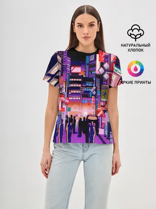 Женская базовая футболка / Переулок Токио