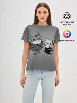 Женская базовая футболка / Котики в масках