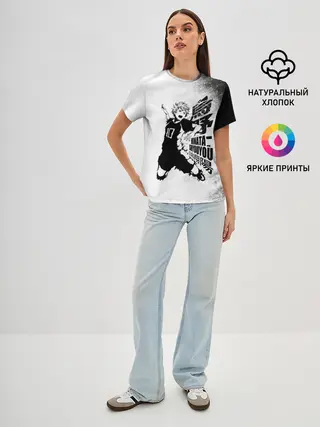 Женская базовая футболка / Шоё Хината удар сверху Haikyuu!!