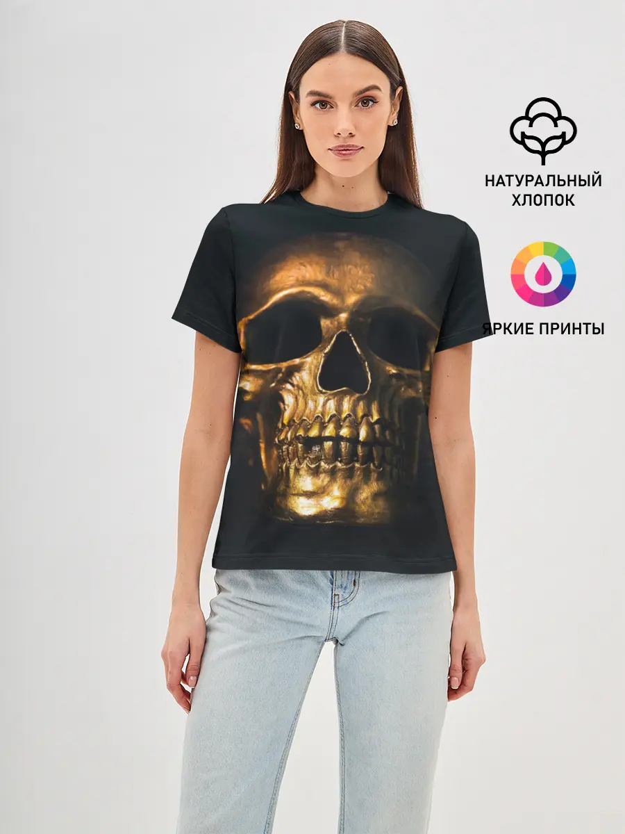 Женская базовая футболка / Gold Skull