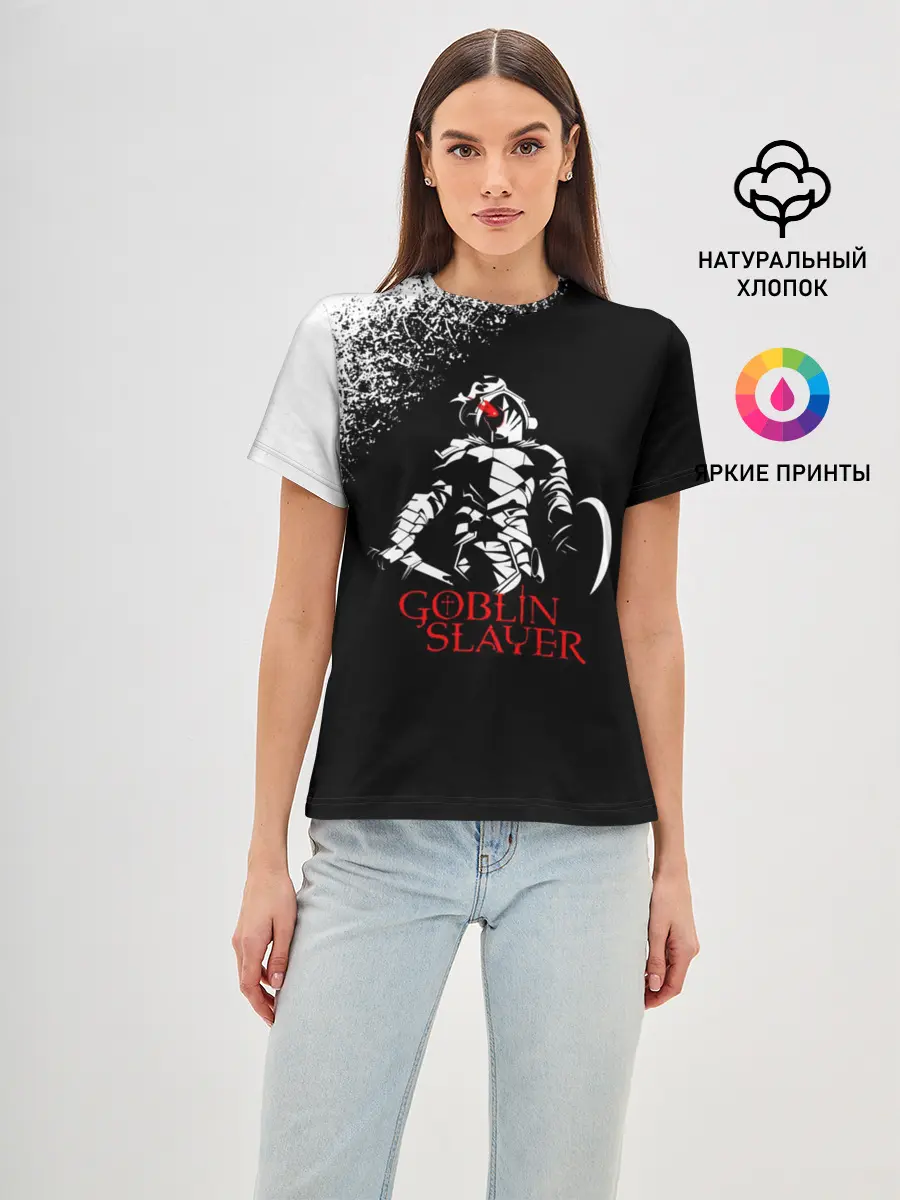 Женская базовая футболка / Убийца Гоблинов черно-белый