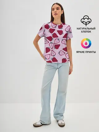 Женская базовая футболка / Клубничка