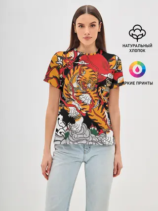 Женская базовая футболка / Самурайский тигр