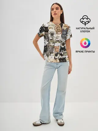 Женская базовая футболка / Котики смешные