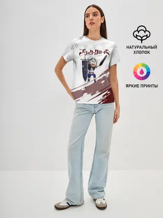 Женская базовая футболка / Аста кричит с мечом Чёрный клевер