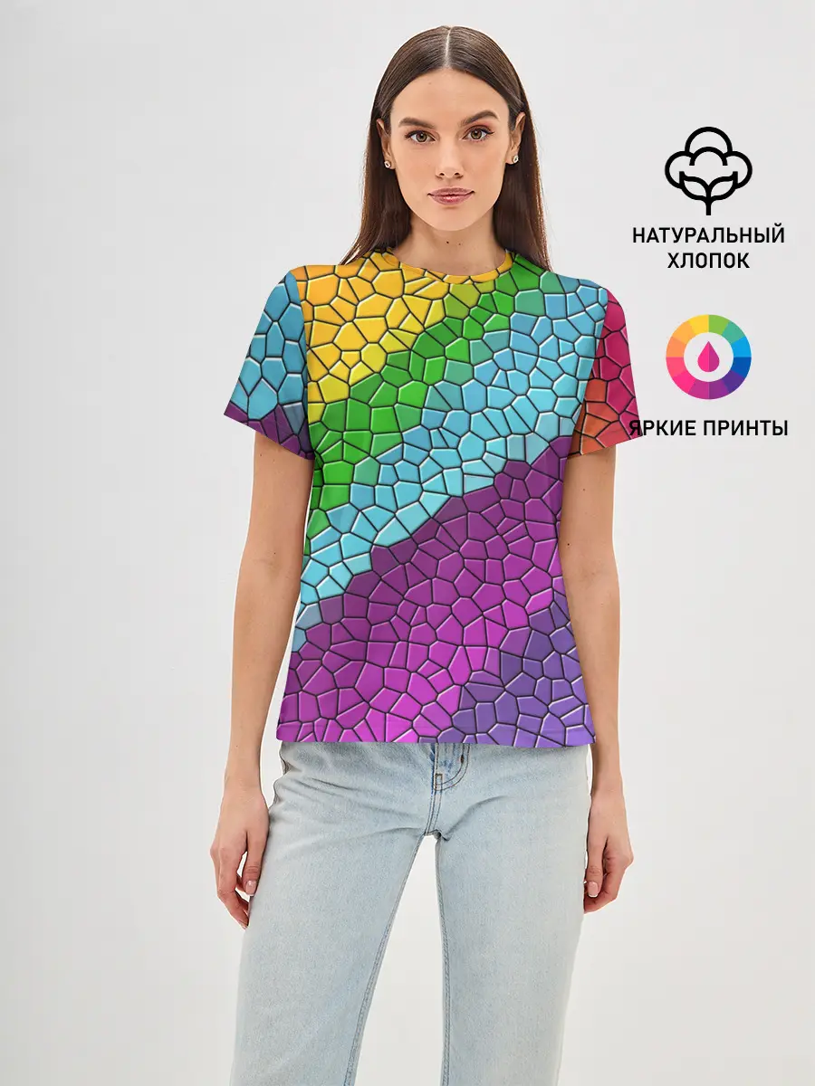 Женская базовая футболка / Яркая мозаика