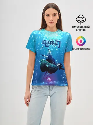 Женская базовая футболка / Дыхание Воды - Гию Томиока