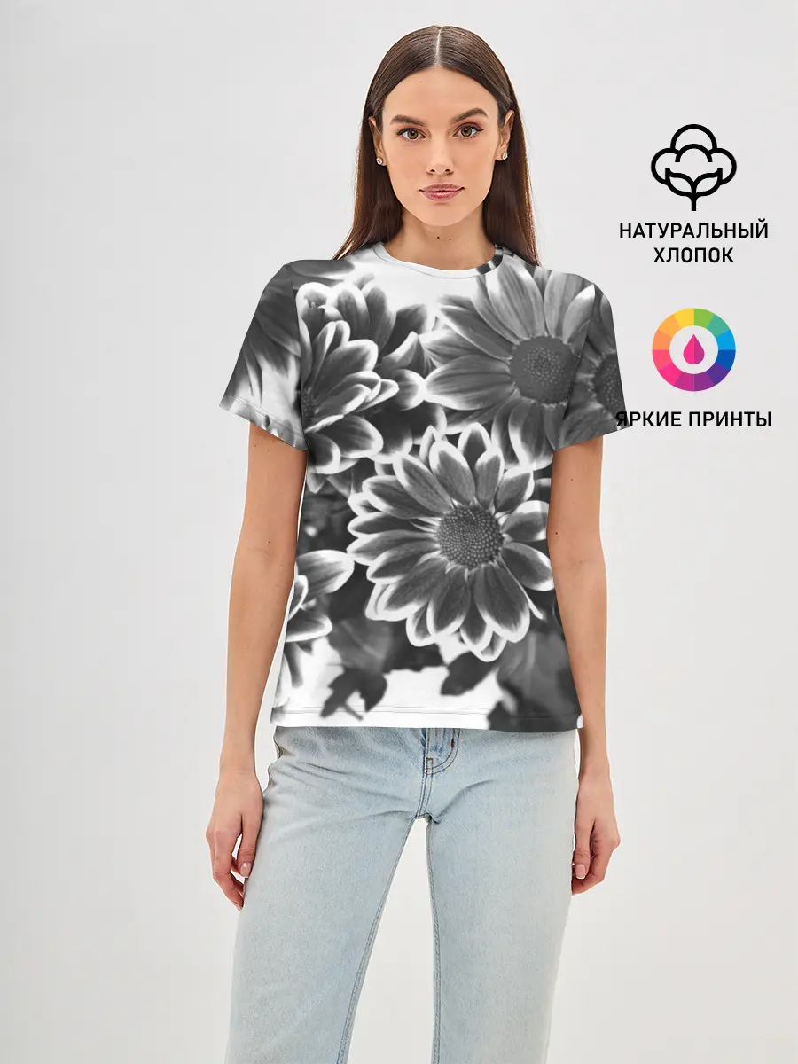 Женская базовая футболка / Цветочный Узор