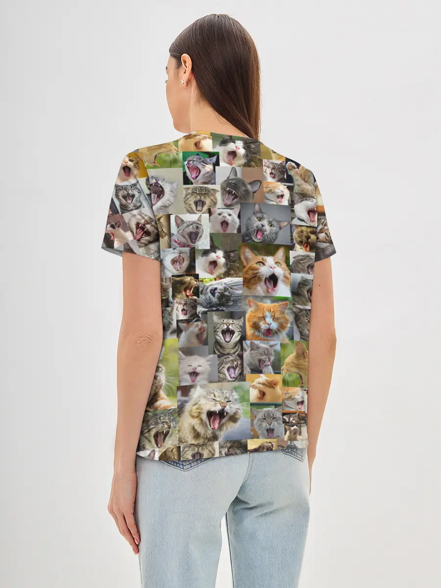 Женская базовая футболка / Неко ахегао цвет