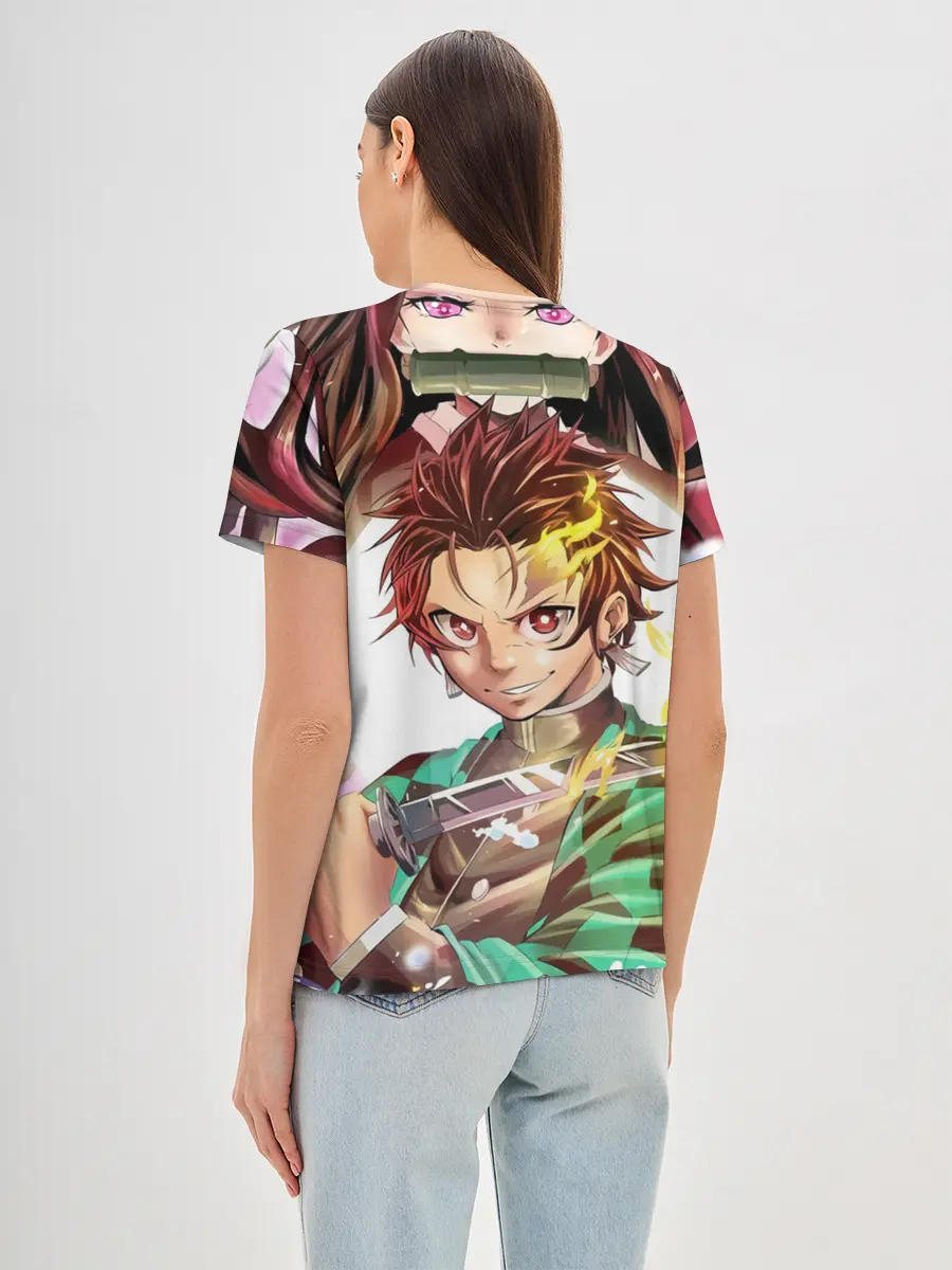 Женская базовая футболка / ТАНДЖИРО НЕЗУКО ЗЕНИЦУ / KNY