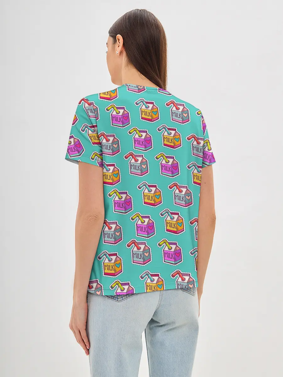 Женская базовая футболка / Коробки молока MILK