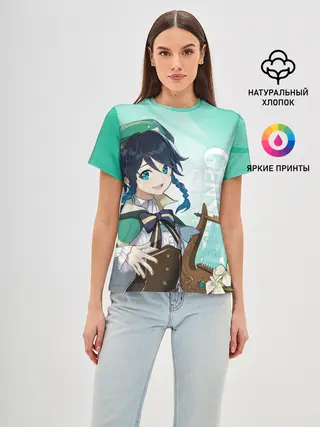 Женская базовая футболка / GENSHIN IMPACT, ВЕНТИ