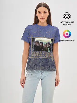 Женская базовая футболка / Maneskin в серебре и золоте