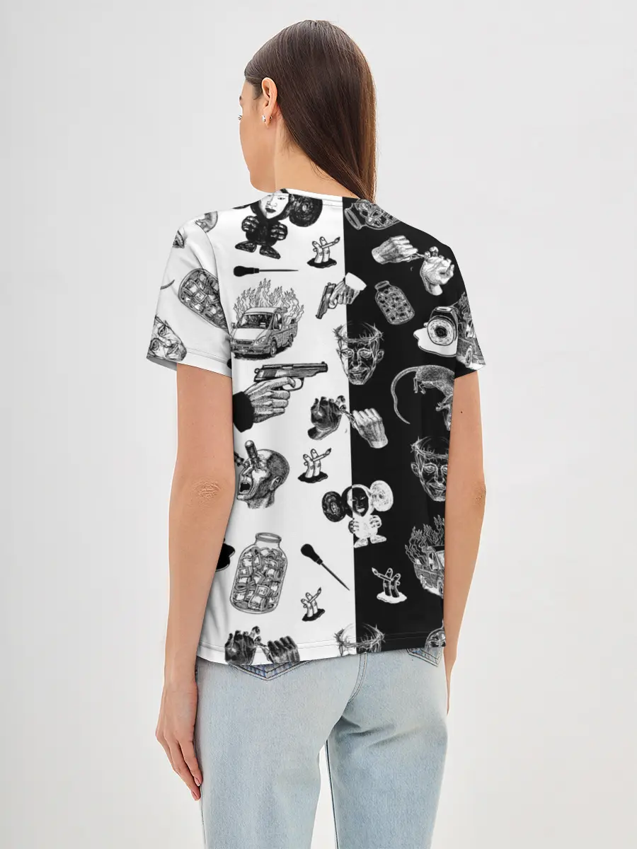 Женская базовая футболка / КРОВОСТОК ТАТУИРОВКИ ЧБ