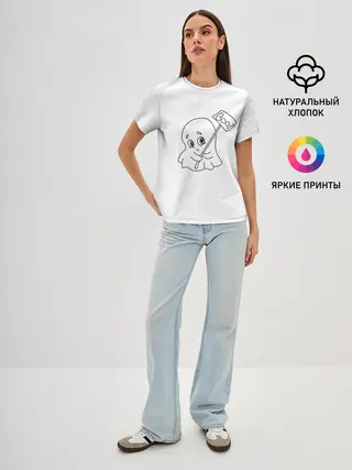 Женская базовая футболка / стеснительное приведение