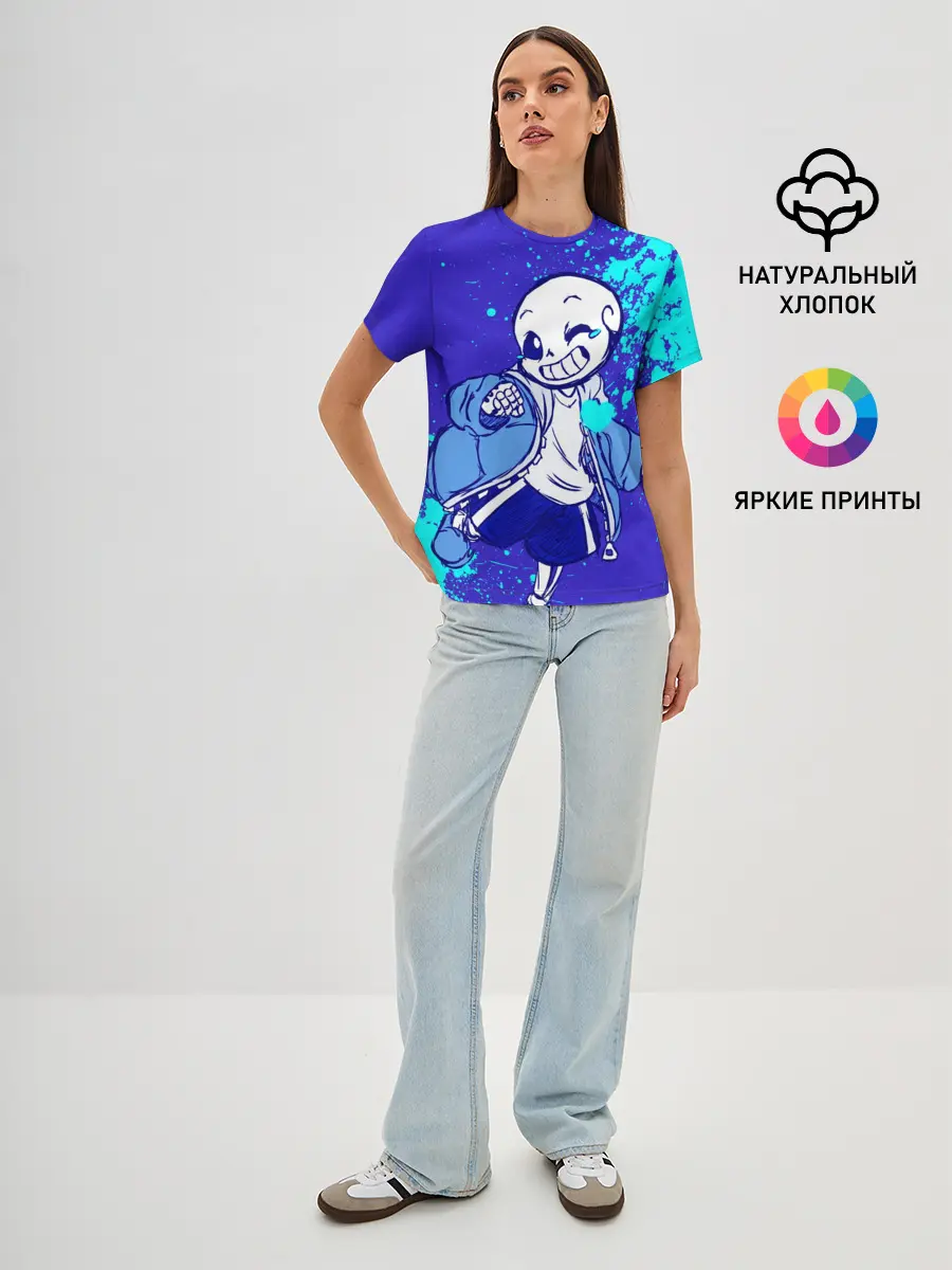 Женская базовая футболка / UNDERTALE SANS BLUE