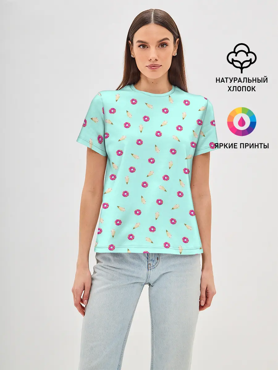 Женская базовая футболка / ПОНЧИК И МОРОЖЕНКА