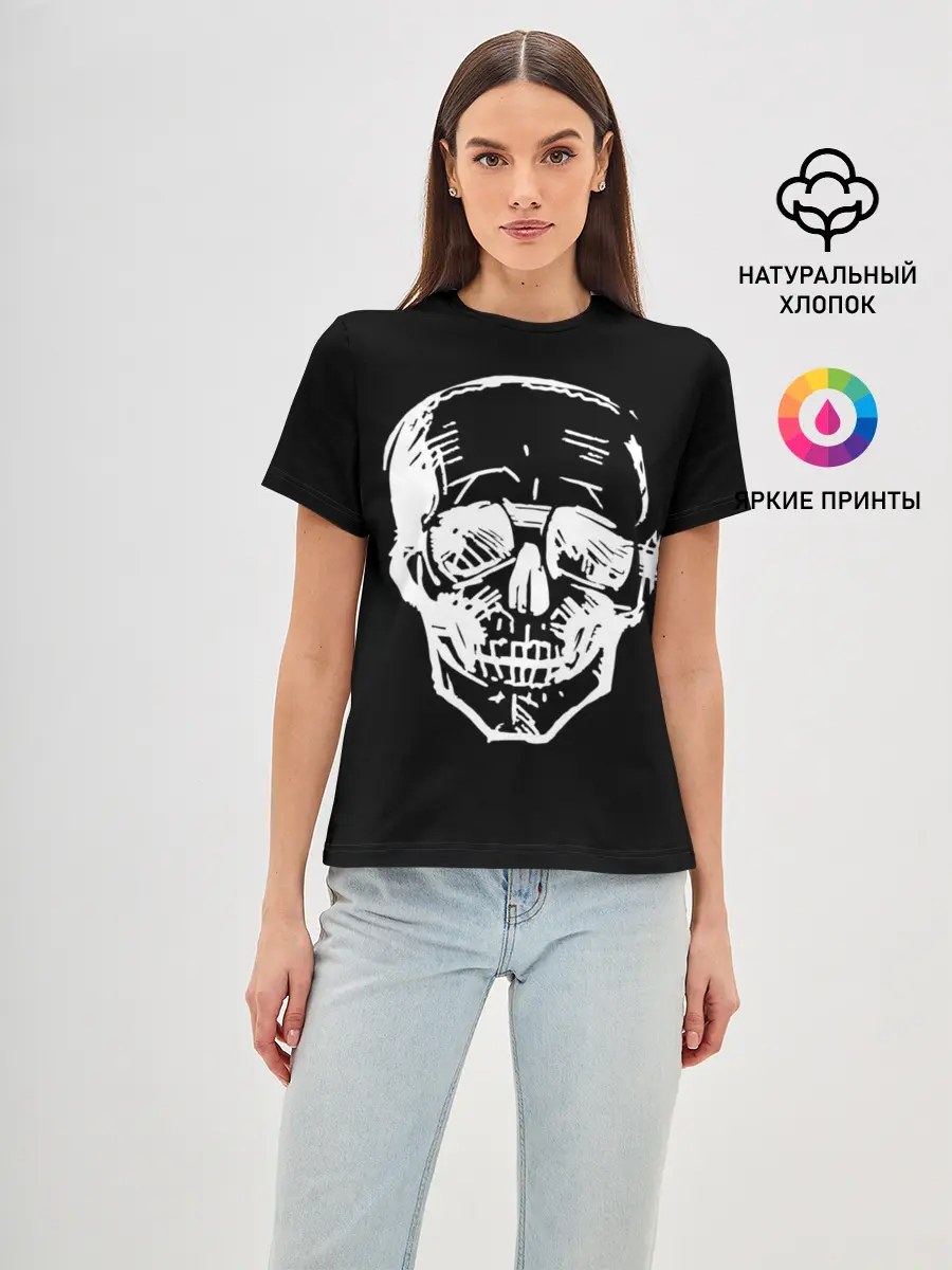Женская базовая футболка / Скетч Черепа