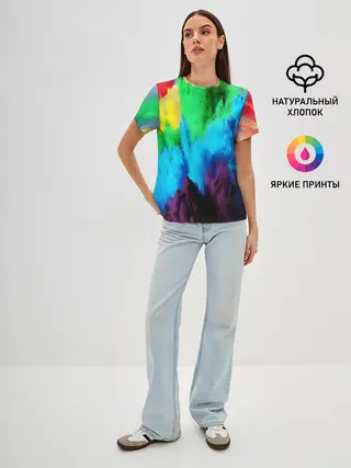 Женская базовая футболка / РАЗНОЦВЕТНЫЕ КРАСКИ