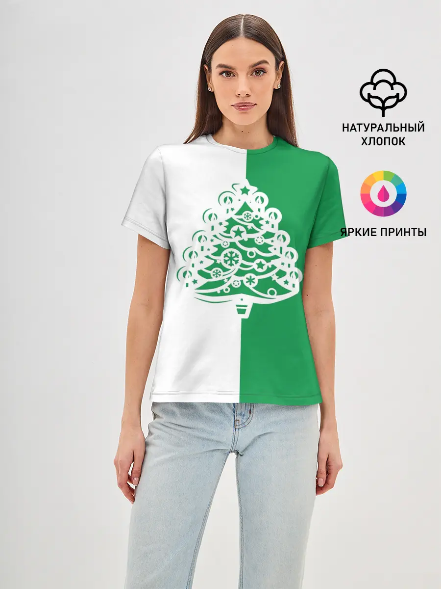 Женская базовая футболка / Зелёная Ёлочка