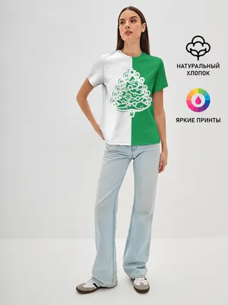 Женская базовая футболка / Зелёная Ёлочка