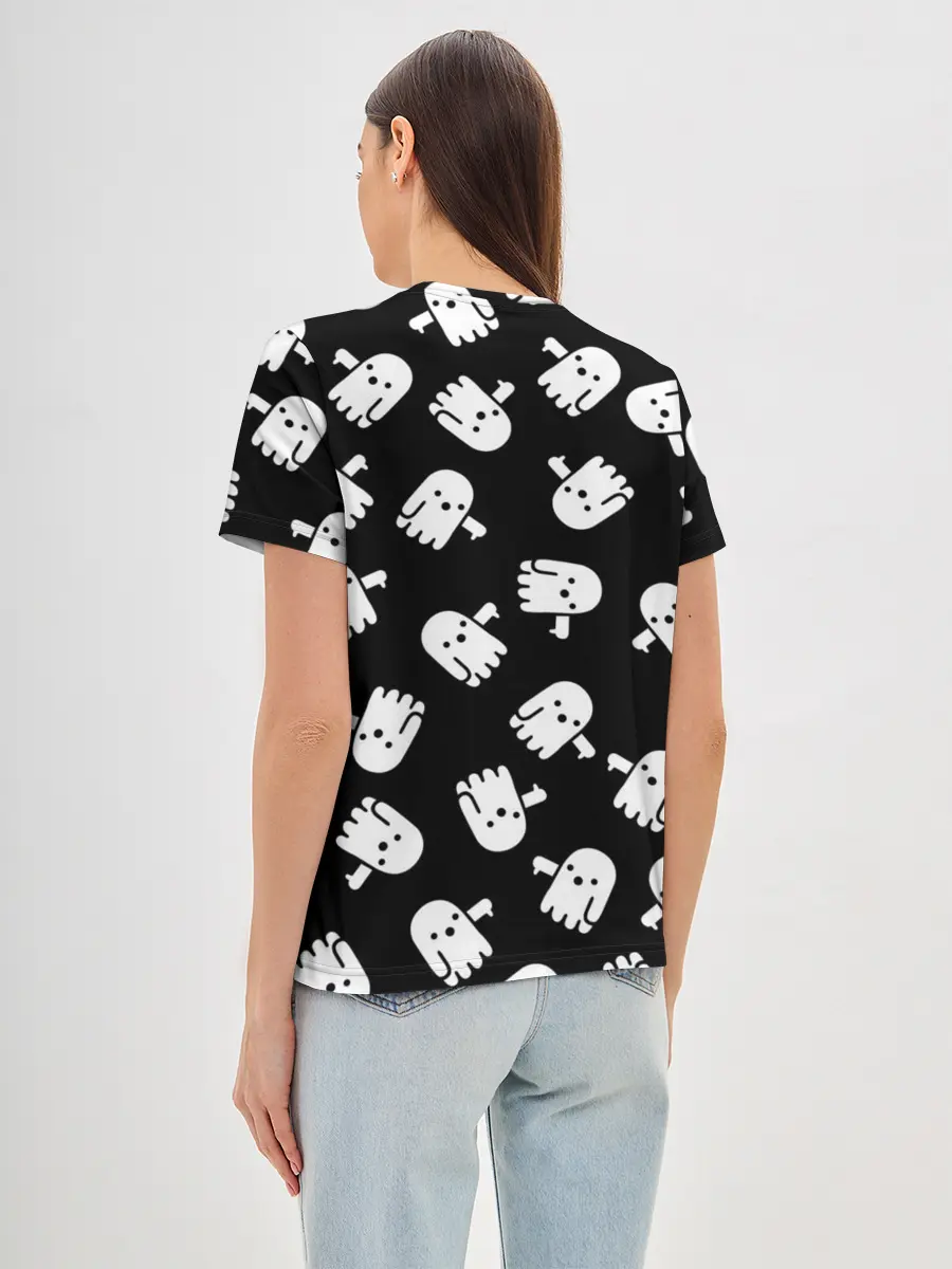 Женская базовая футболка / ПРИВИДЕНИЯ УЗОР / HALLOWEEN