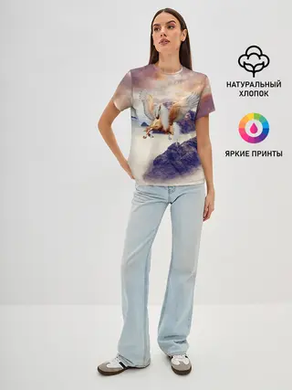 Женская базовая футболка / Sea Sunset Horse