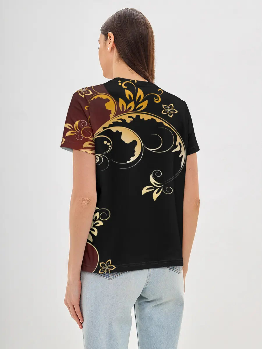 Женская базовая футболка / Узор - Хохлома