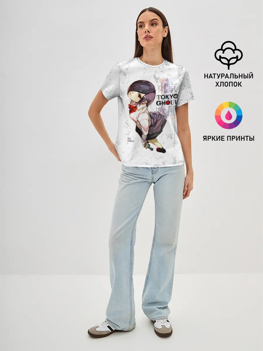 Женская базовая футболка / Тоука Киришима в школьной форме