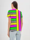 Женская базовая футболка / полосатый неоновый модный узор