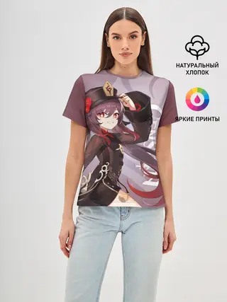Женская базовая футболка / GENSHIN IMPACT, ХУ ТАО