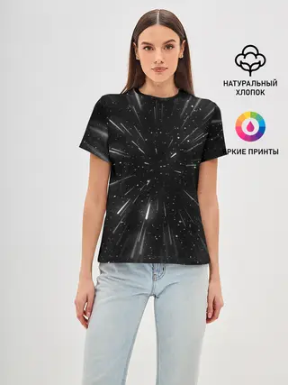 Женская базовая футболка / 3D, Космос