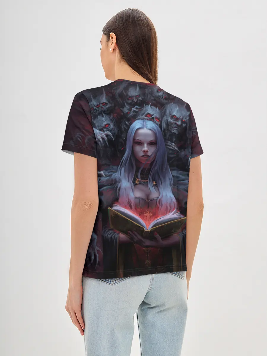 Женская базовая футболка / Demonic book
