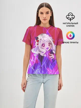 Женская базовая футболка / HELLTAKER. Модеус в огне