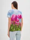 Женская базовая футболка / Розовые тюльпаны