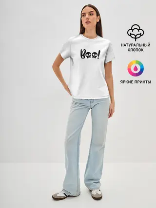 Женская базовая футболка / boo-череп