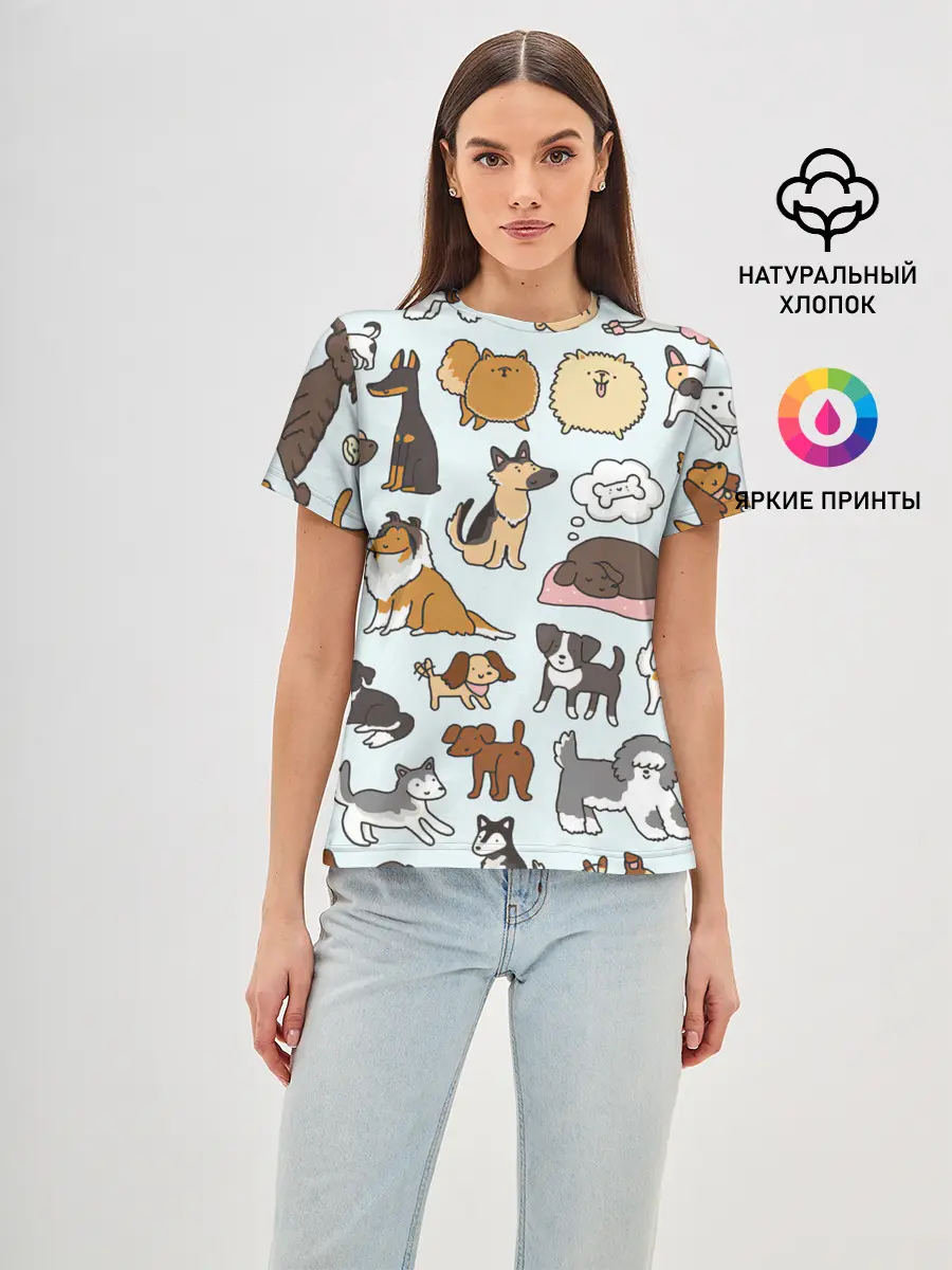 Женская базовая футболка / Собаки