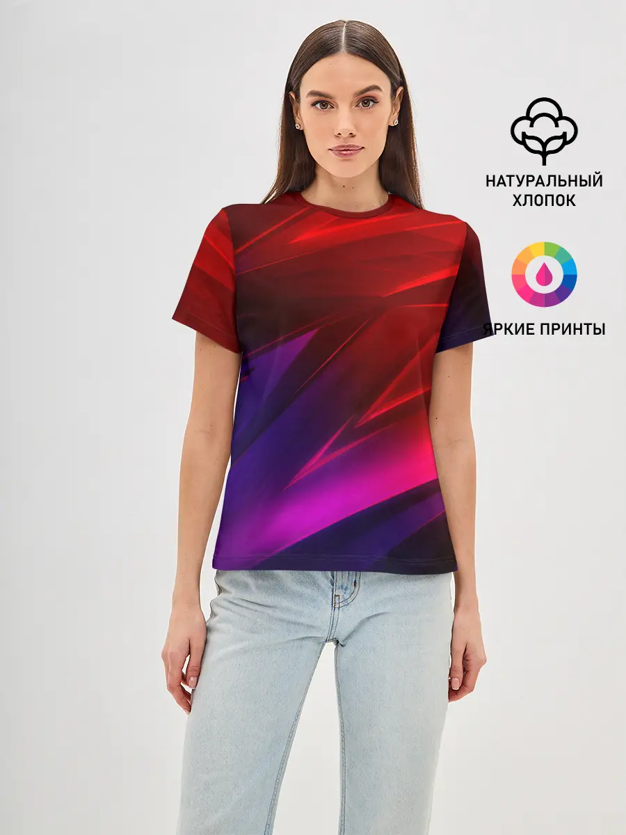 Женская базовая футболка / NEON GEOMETRY STRIPES