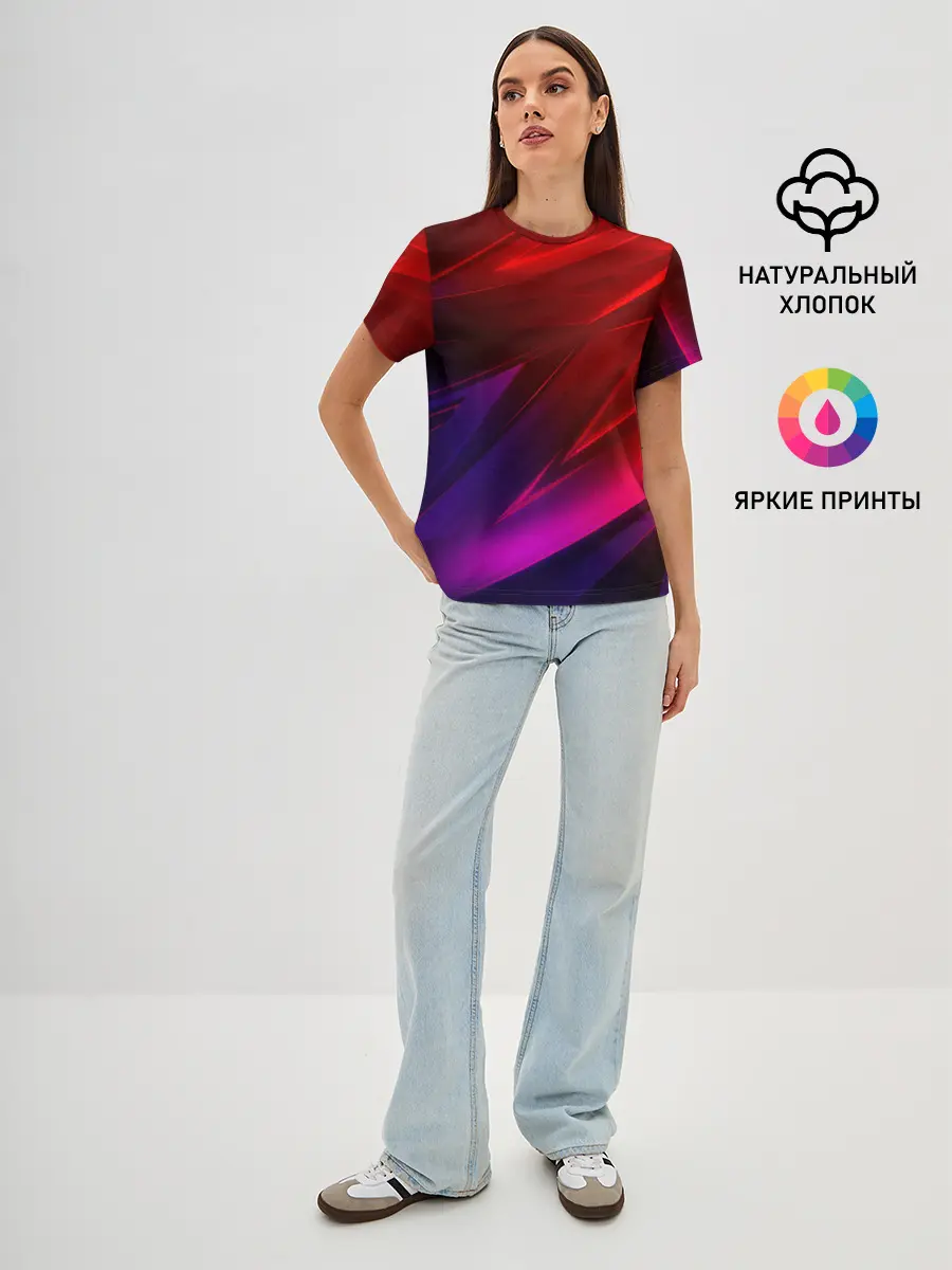 Женская базовая футболка / NEON GEOMETRY STRIPES