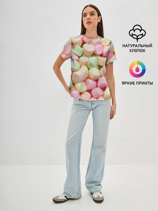 Женская базовая футболка / маршмэлов зефирки нежные