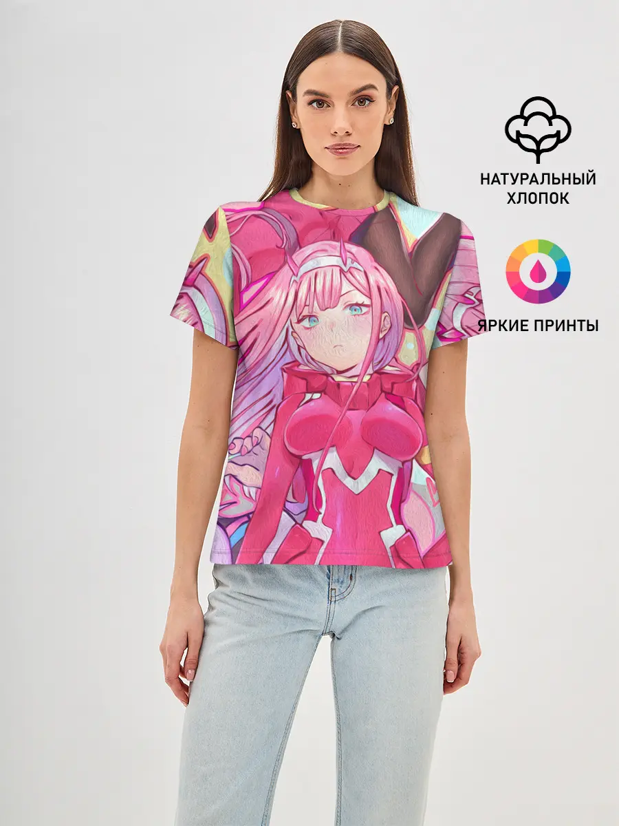 Женская базовая футболка / ноль два разная