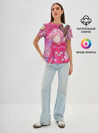 Женская базовая футболка / ноль два разная