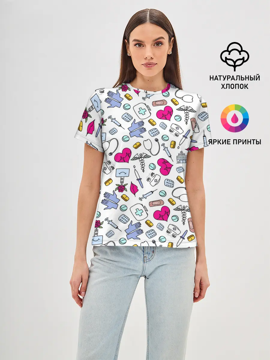 Женская базовая футболка / Медицинский паттерн