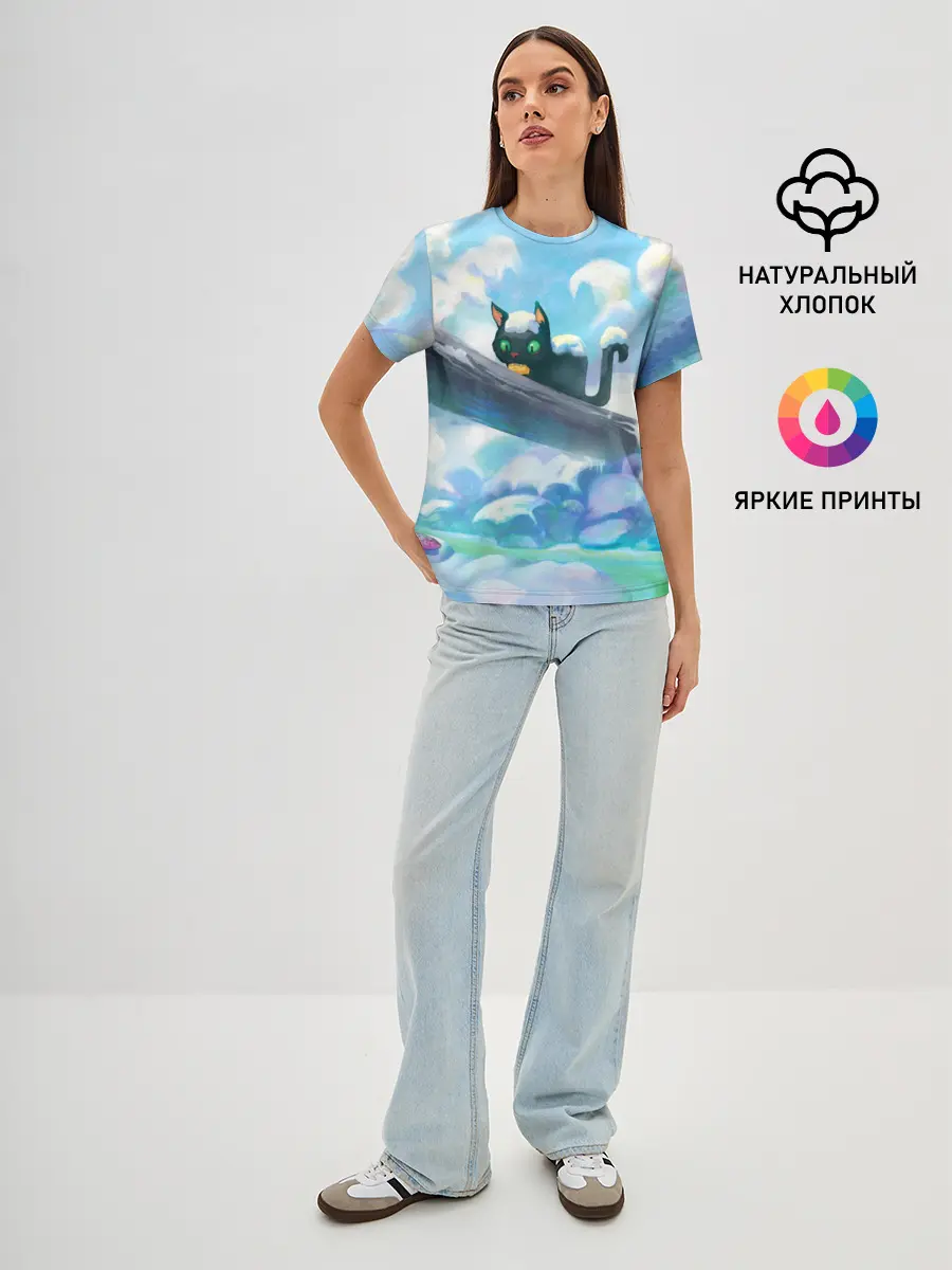 Женская базовая футболка / Снежный котенок