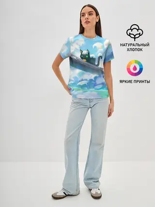 Женская базовая футболка / Снежный котенок