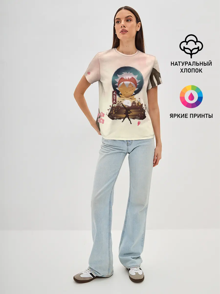 Женская базовая футболка / АСТА сакура | Black Clover