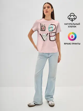 Женская базовая футболка / LOVE зверушки