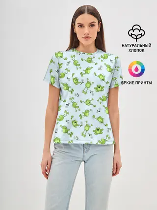 Женская базовая футболка / Веселые лягушки